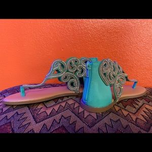 Teal Gladiator Sandals